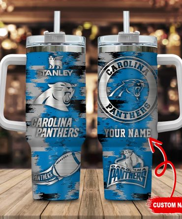 Carolina Panthers Nfl Custom Stanley Quencher 40Oz Stainless Steel Tumbler With Handle