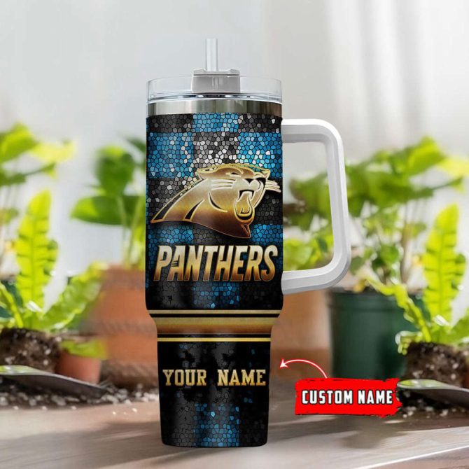 Carolina Panthers Nfl Custom Stanley Quencher 40Oz Stainless Steel Tumbler With Handle - Image 2