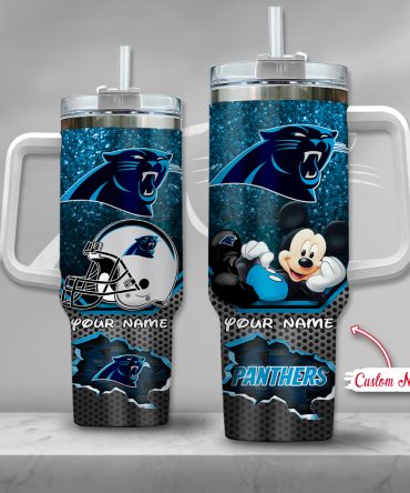 Carolina Panthers Nfl Custom Stanley Quencher 40Oz Stainless Steel Tumbler With Handle
