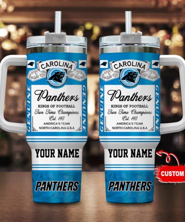 Carolina Panthers Nfl Custom Stanley Quencher 40Oz Stainless Steel Tumbler With Handle
