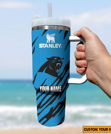 Carolina Panthers Nfl Custom Stanley Quencher 40Oz Stainless Steel Tumbler With Handle
