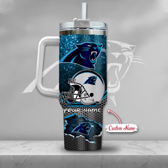 Carolina Panthers Nfl Custom Stanley Quencher 40Oz Stainless Steel Tumbler With Handle - Image 3