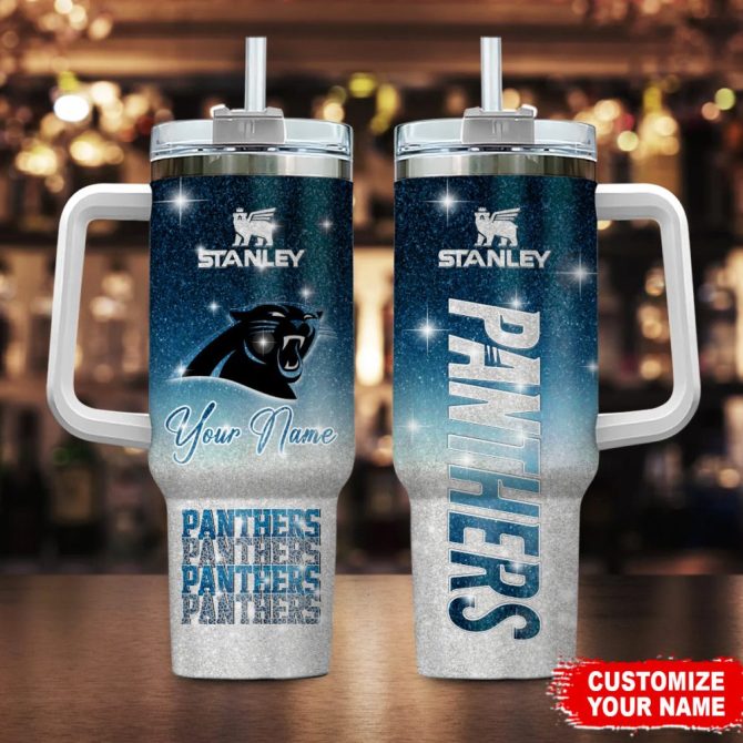 Carolina Panthers Nfl Custom Stanley Quencher 40Oz Stainless Steel Tumbler With Handle