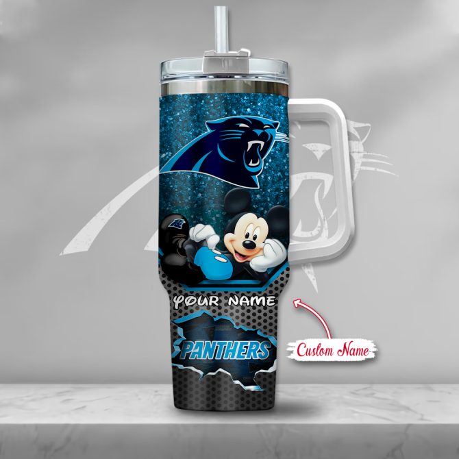 Carolina Panthers Nfl Custom Stanley Quencher 40Oz Stainless Steel Tumbler With Handle - Image 2