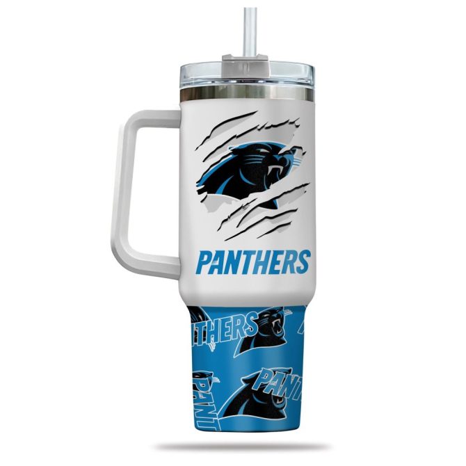 Carolina Panthers Nfl Custom Stanley Quencher 40Oz Stainless Steel Tumbler With Handle - Image 3