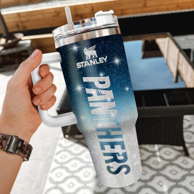 Carolina Panthers Nfl Custom Stanley Quencher 40Oz Stainless Steel Tumbler With Handle - Image 3