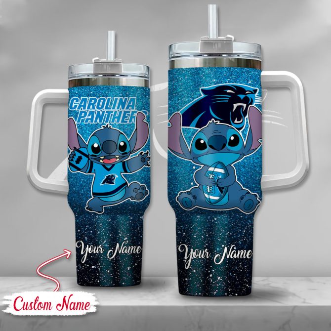 Carolina Panthers Nfl Custom Stanley Quencher 40Oz Stainless Steel Tumbler With Handle