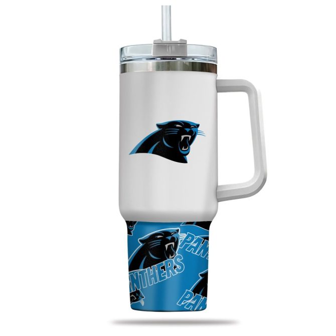 Carolina Panthers Nfl Custom Stanley Quencher 40Oz Stainless Steel Tumbler With Handle - Image 2