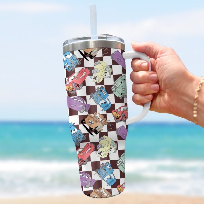 Cars Disney Cartoon Custom Stanley Quencher 40Oz Stainless Steel Tumbler With Handle - Image 2
