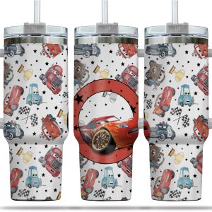 Cars Disney Cartoon Custom Stanley Quencher 40Oz Stainless Steel Tumbler With Handle