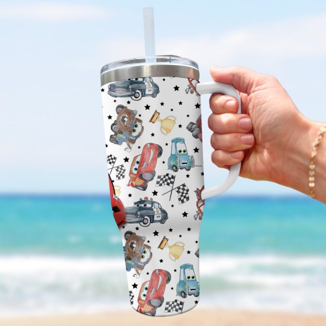 Cars Disney Cartoon Custom Stanley Quencher 40Oz Stainless Steel Tumbler With Handle - Image 2