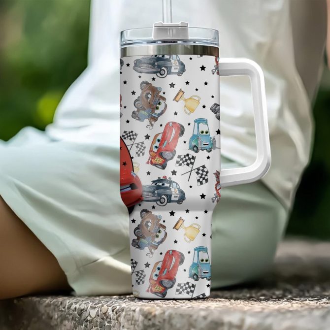 Cars Disney Cartoon Custom Stanley Quencher 40Oz Stainless Steel Tumbler With Handle - Image 3