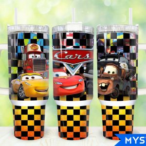 Cars Disney Cartoon Custom Stanley Quencher 40Oz Stainless Steel Tumbler With Handle