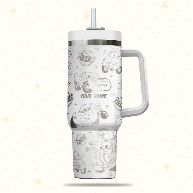 Cars Disney Cartoon Custom Stanley Quencher 40Oz Stainless Steel Tumbler With Handle - Image 2