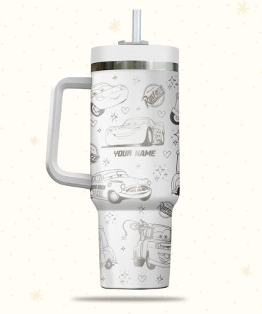 Cars Disney Cartoon Custom Stanley Quencher 40Oz Stainless Steel Tumbler With Handle