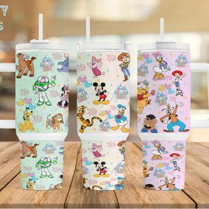 Cartoon Characters Custom Stanley Quencher 40Oz Stainless Steel Tumbler With Handle