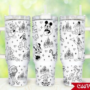 Cartoon Characters Custom Stanley Quencher 40Oz Stainless Steel Tumbler With Handle