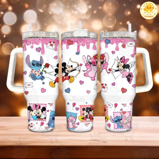 Cartoon Characters Disney Cartoon Custom Stanley Quencher 40Oz Stainless Steel Tumbler With Handle