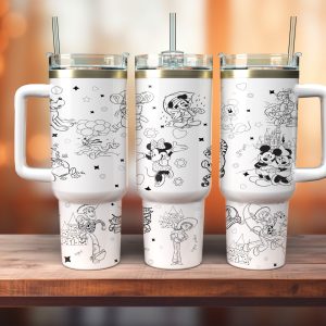 Cartoon Characters Disney Cartoon Custom Stanley Quencher 40Oz Stainless Steel Tumbler With Handle