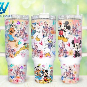 Cartoon Characters Disney Custom Stanley Quencher 40Oz Stainless Steel Tumbler With Handle