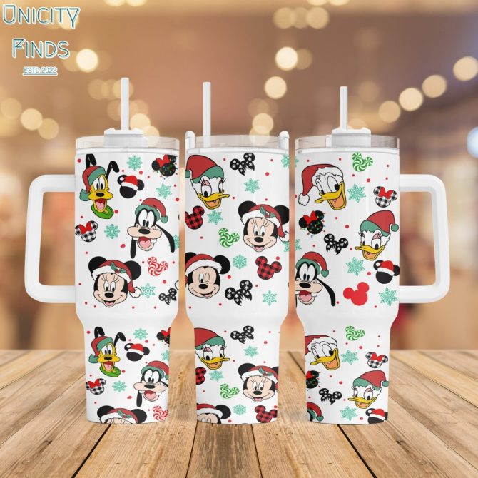 Cartoon Christmas Characters Disney Custom Stanley Quencher 40Oz Stainless Steel Tumbler With Handle