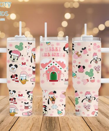 Cartoon Christmas Characters Disney Custom Stanley Quencher 40Oz Stainless Steel Tumbler With Handle
