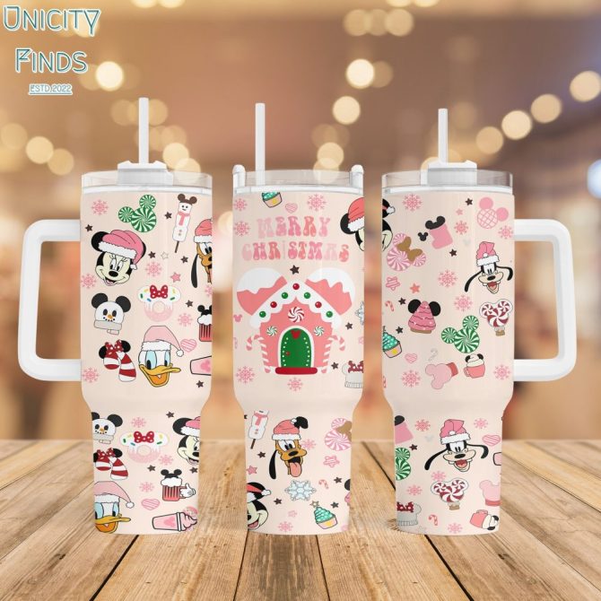 Cartoon Christmas Characters Disney Custom Stanley Quencher 40Oz Stainless Steel Tumbler With Handle
