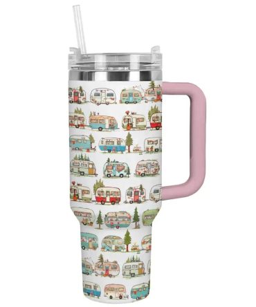 Cartoon Custom Stanley Quencher 40Oz Stainless Steel Tumbler With Handle