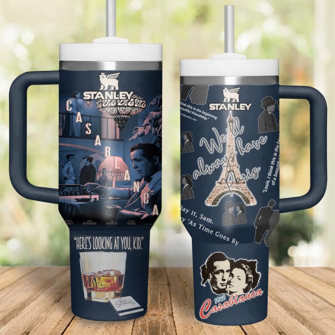 Casablanca Movies Custom Stanley Quencher 40Oz Stainless Steel Tumbler With Handle