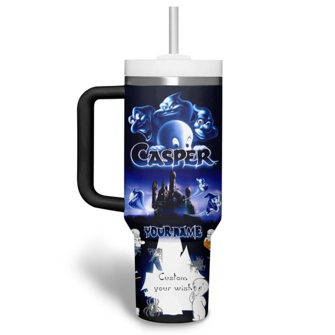 Casper Cartoon Custom Stanley Quencher 40Oz Stainless Steel Tumbler With Handle - Image 2