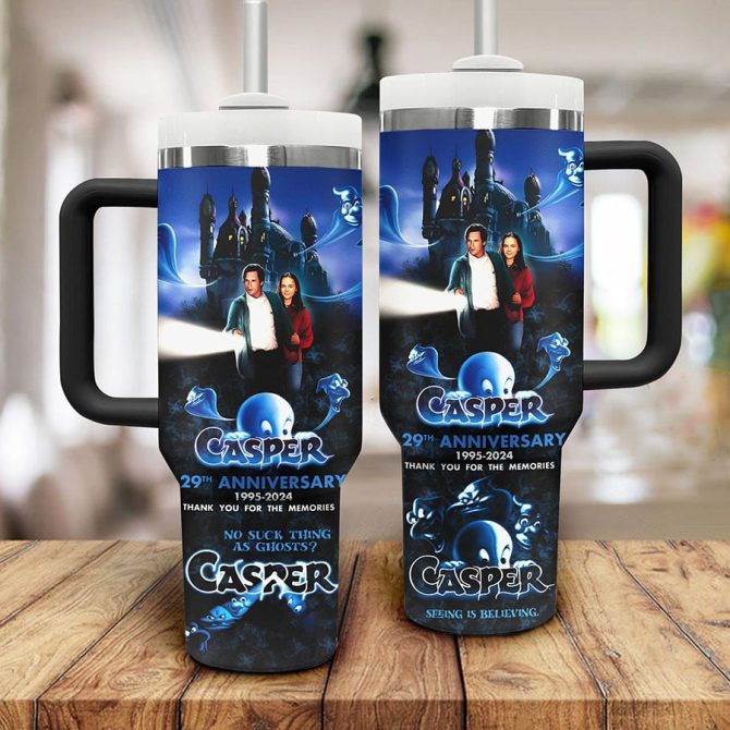 Casper Cartoon Custom Stanley Quencher 40Oz Stainless Steel Tumbler With Handle - Image 2
