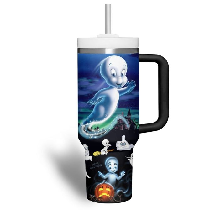 Casper Cartoon Custom Stanley Quencher 40Oz Stainless Steel Tumbler With Handle - Image 3