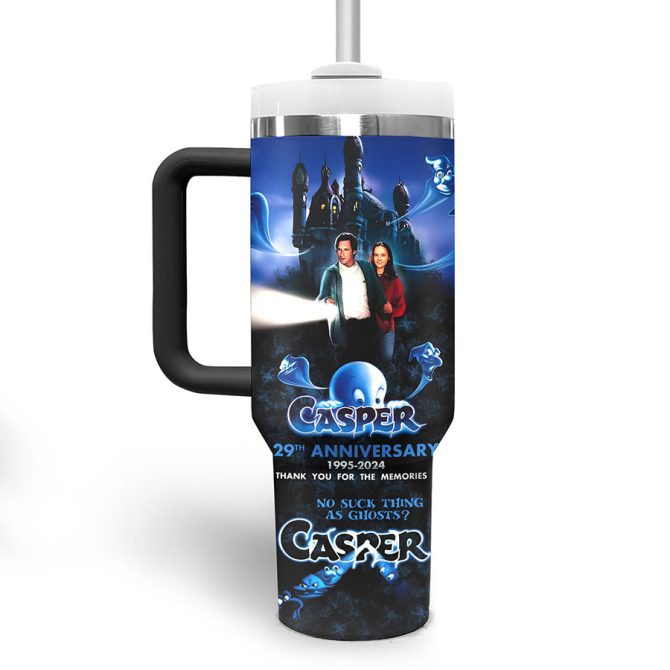 Casper Cartoon Custom Stanley Quencher 40Oz Stainless Steel Tumbler With Handle - Image 3