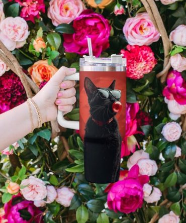Cat Custom Stanley Quencher 40Oz Stainless Steel Tumbler With Handle