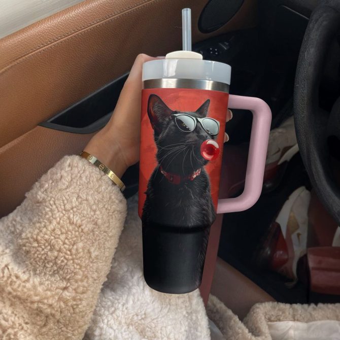 Cat Custom Stanley Quencher 40Oz Stainless Steel Tumbler With Handle - Image 3