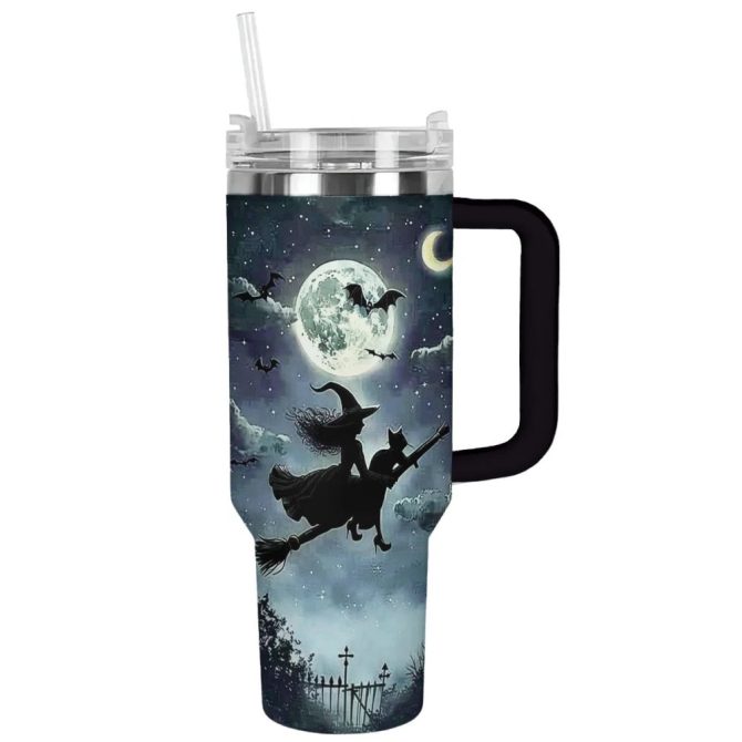 Cat Custom Stanley Quencher 40Oz Stainless Steel Tumbler With Handle