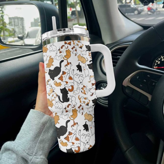 Cat Custom Stanley Quencher 40Oz Stainless Steel Tumbler With Handle - Image 2