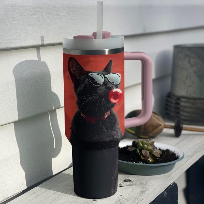 Cat Custom Stanley Quencher 40Oz Stainless Steel Tumbler With Handle - Image 2