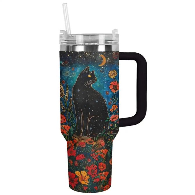Cat Custom Stanley Quencher 40Oz Stainless Steel Tumbler With Handle - Image 2
