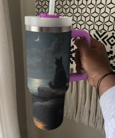 Cat Custom Stanley Quencher 40Oz Stainless Steel Tumbler With Handle
