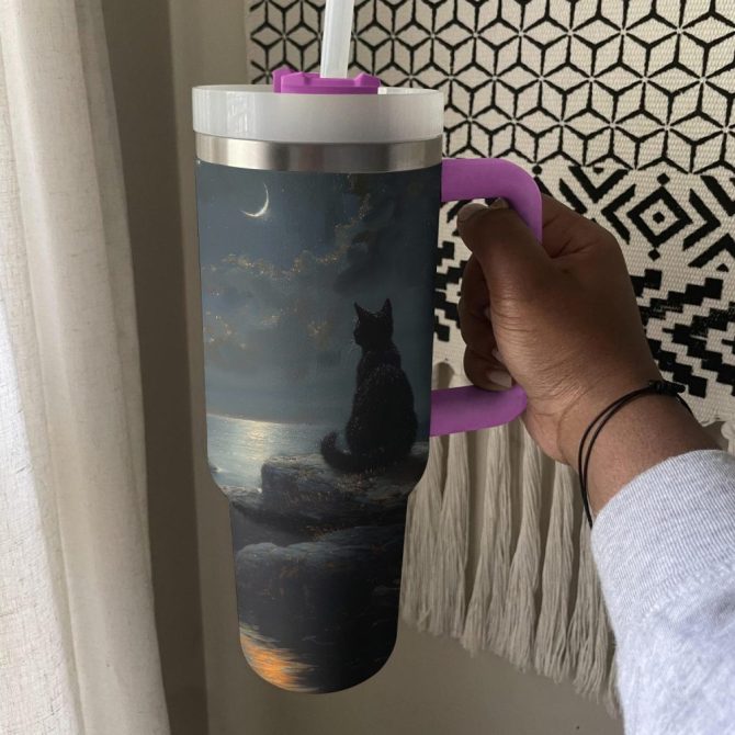 Cat Custom Stanley Quencher 40Oz Stainless Steel Tumbler With Handle