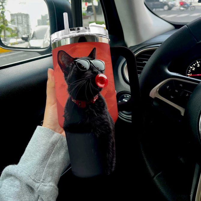 Cat Custom Stanley Quencher 40Oz Stainless Steel Tumbler With Handle - Image 4