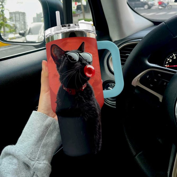 Cat Custom Stanley Quencher 40Oz Stainless Steel Tumbler With Handle - Image 6