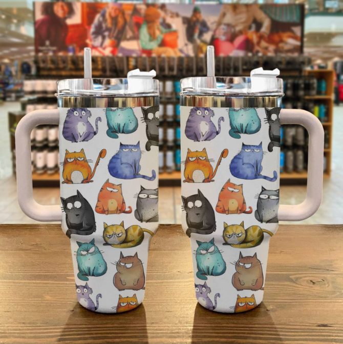 Cat Custom Stanley Quencher 40Oz Stainless Steel Tumbler With Handle - Image 2