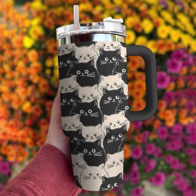 Cat Custom Stanley Quencher 40Oz Stainless Steel Tumbler With Handle - Image 2