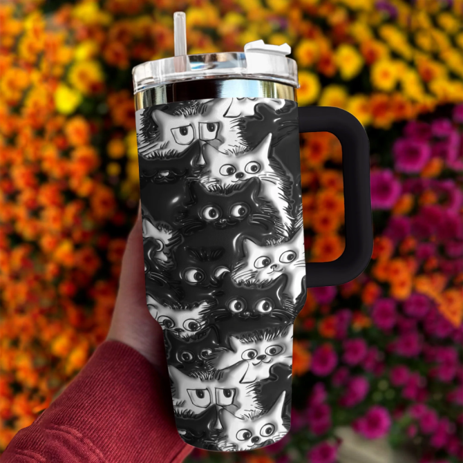 Cat Custom Stanley Quencher 40Oz Stainless Steel Tumbler With Handle - Image 2