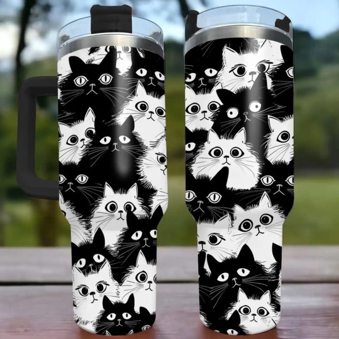 Cat Custom Stanley Quencher 40Oz Stainless Steel Tumbler With Handle - Image 2