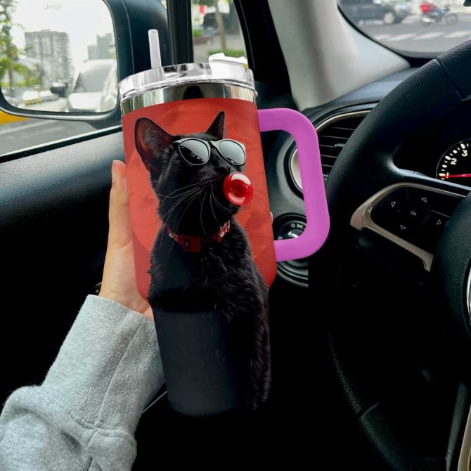 Cat Custom Stanley Quencher 40Oz Stainless Steel Tumbler With Handle - Image 5