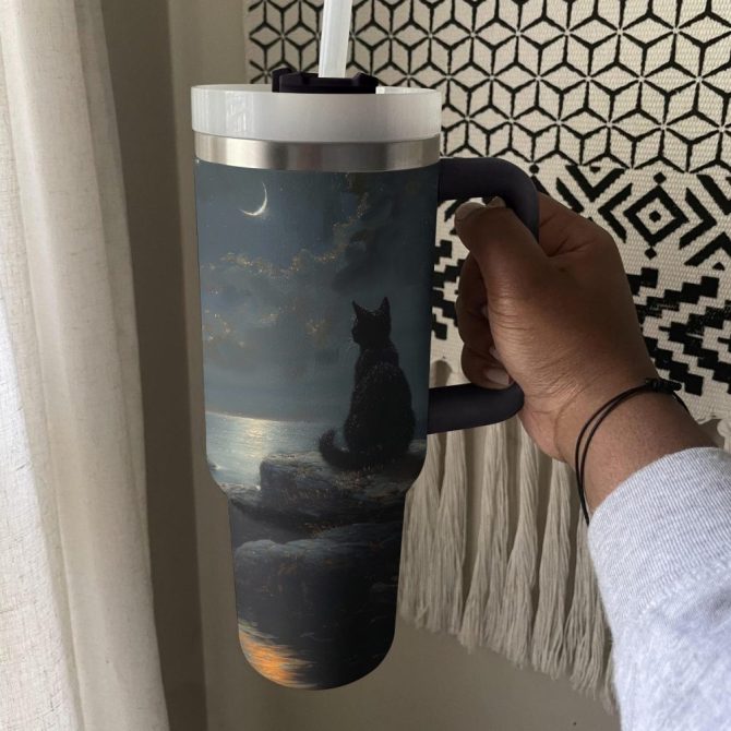 Cat Custom Stanley Quencher 40Oz Stainless Steel Tumbler With Handle - Image 4