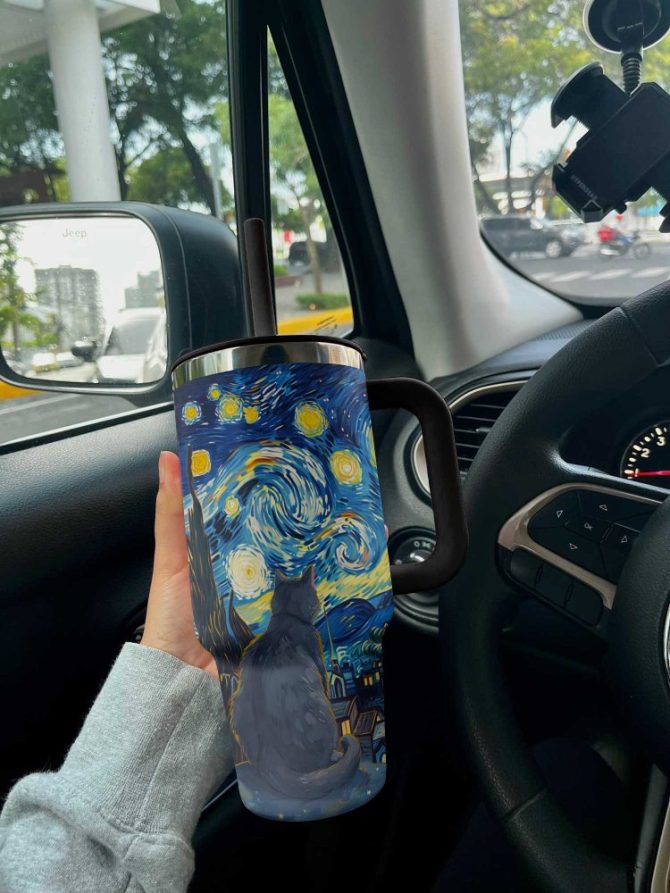 Cat Custom Stanley Quencher 40Oz Stainless Steel Tumbler With Handle - Image 2